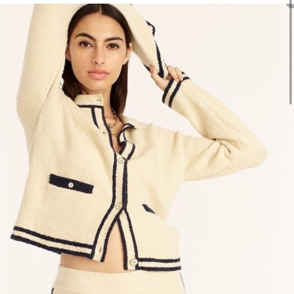 J Crew Cream and Navy voucher lounge set - cardigan and joggers XS and S - Picture 2 of 7